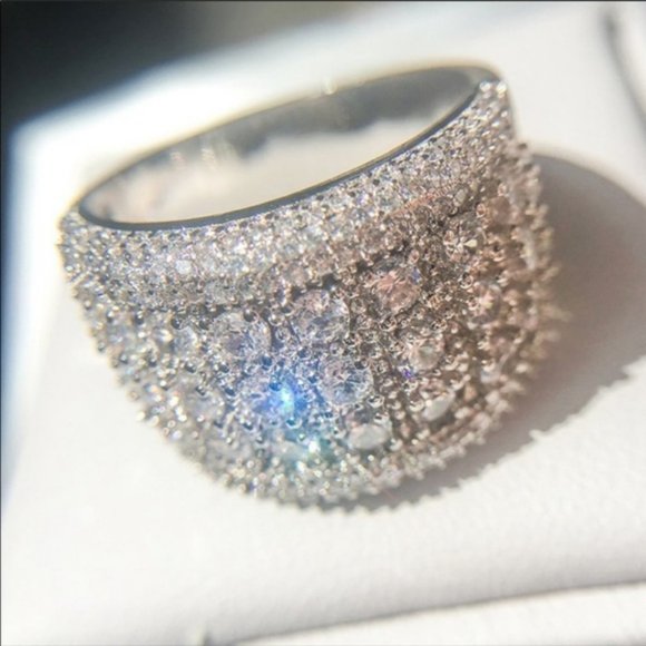 New 925 silver stamped diamonds sparkly ring - Picture 2 of 4